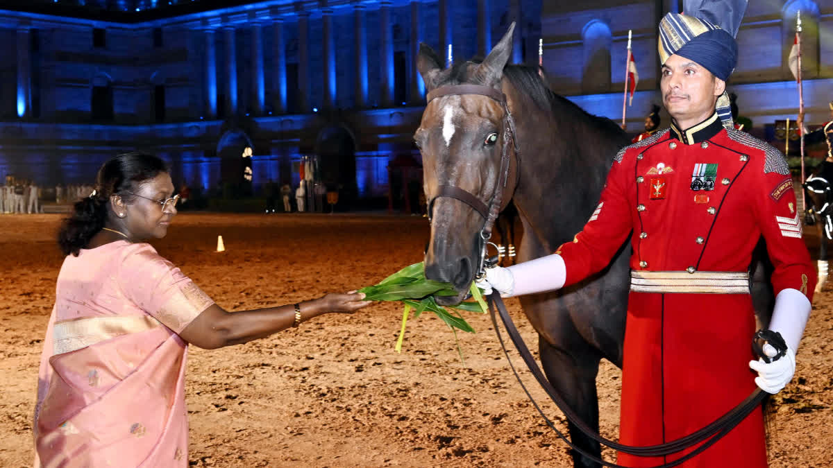 President Murmu Presents Diamond Jubilee Silver Trumpet & Banner to President’s Bodyguard